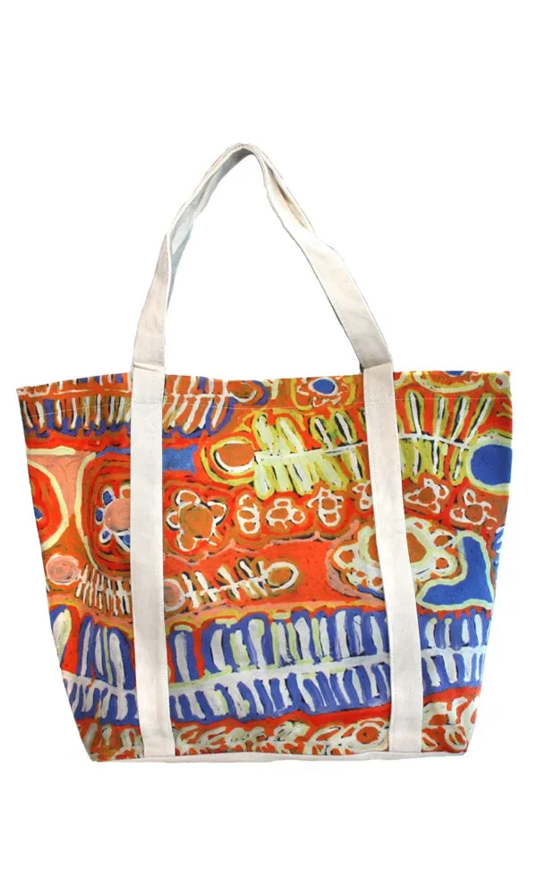 Aboriginal Art Canvas Big Tote Bag by Murdie Nampijinpa Morris