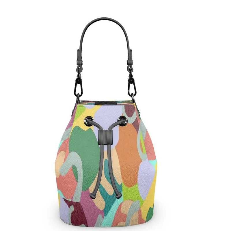 Abstract Wild Luxury Leather Bucket Bag