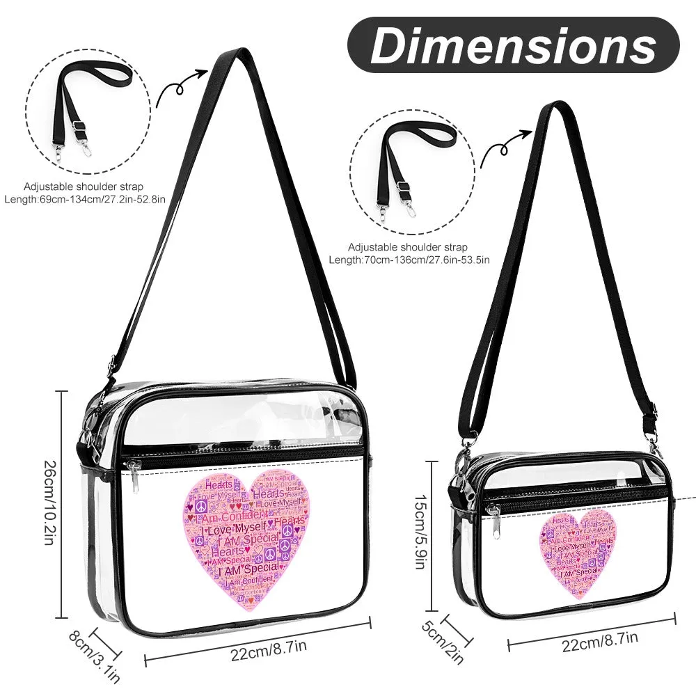 Affirmation Heart Two piece Satchel Clear Tote bag Set