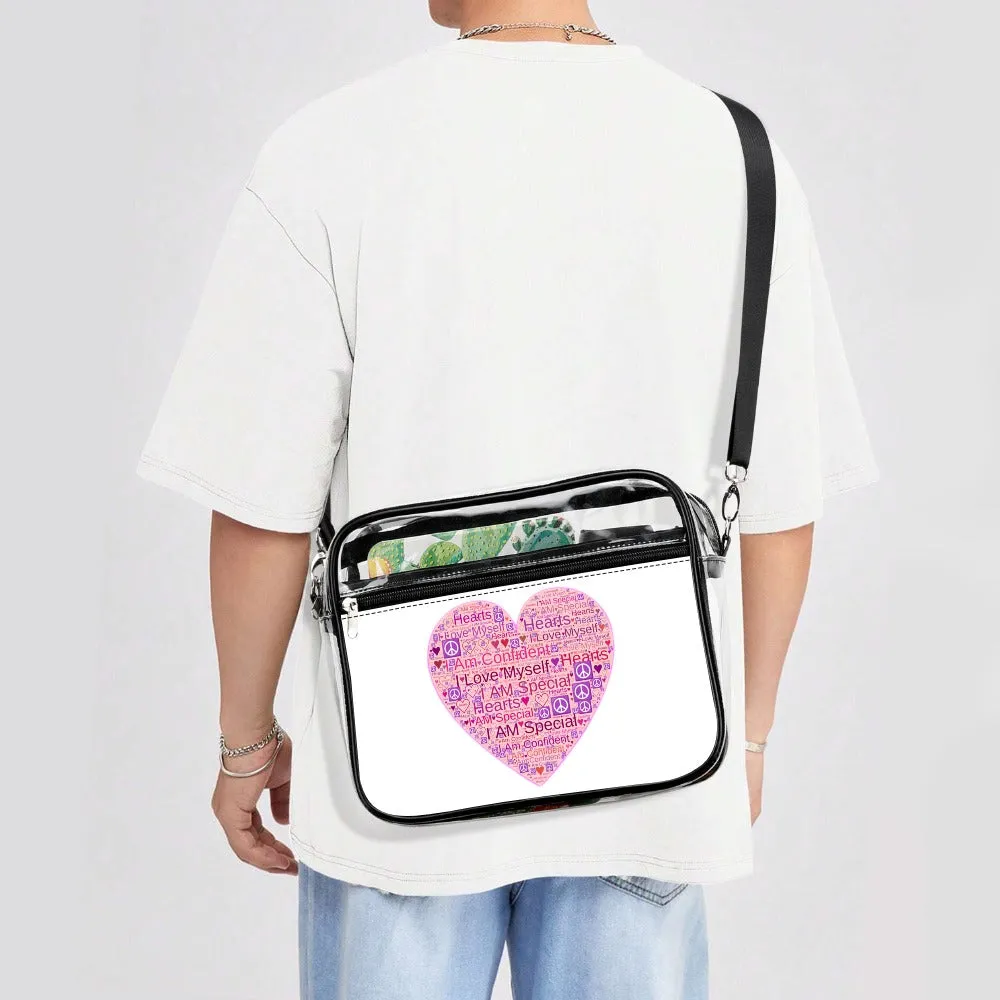 Affirmation Heart Two piece Satchel Clear Tote bag Set