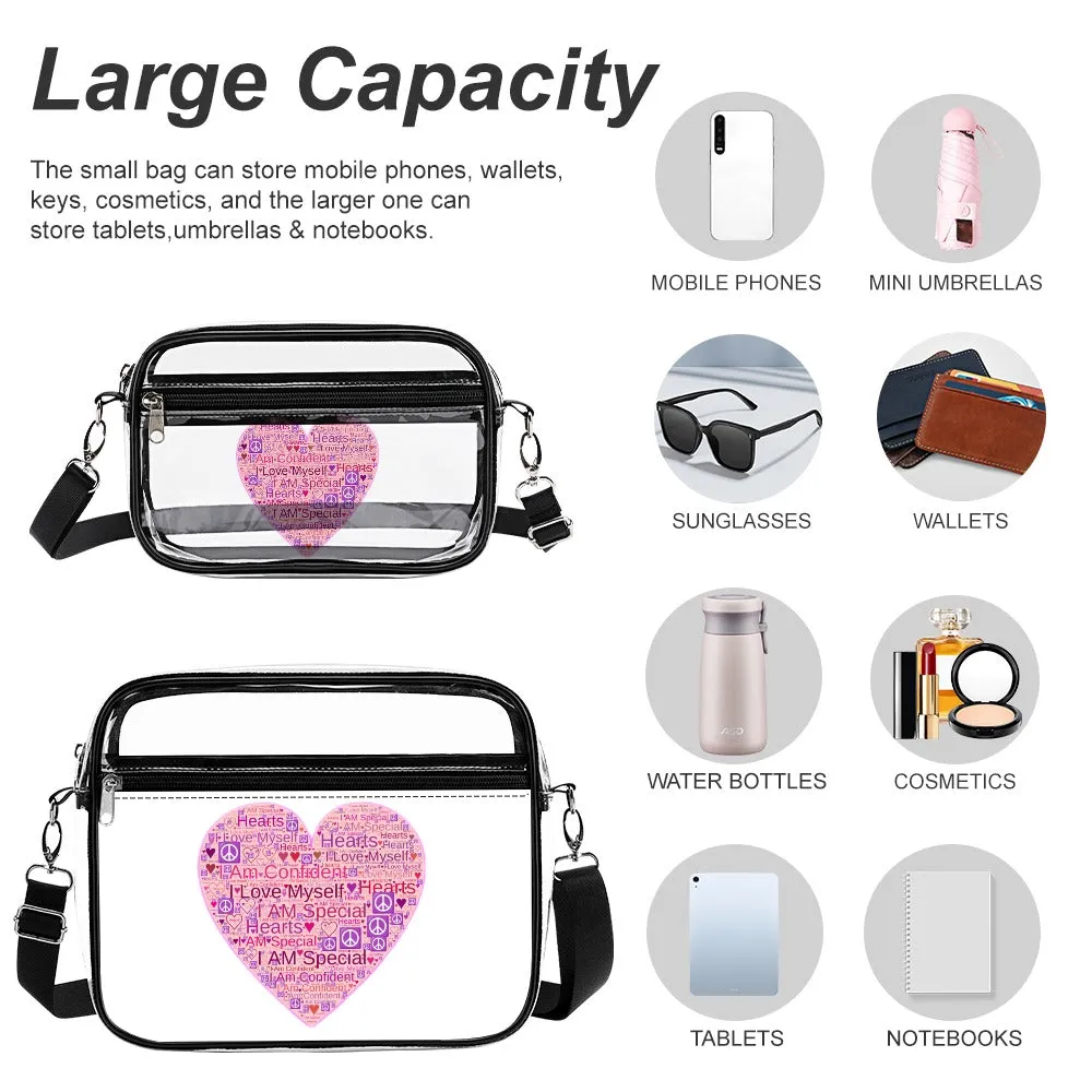 Affirmation Heart Two piece Satchel Clear Tote bag Set