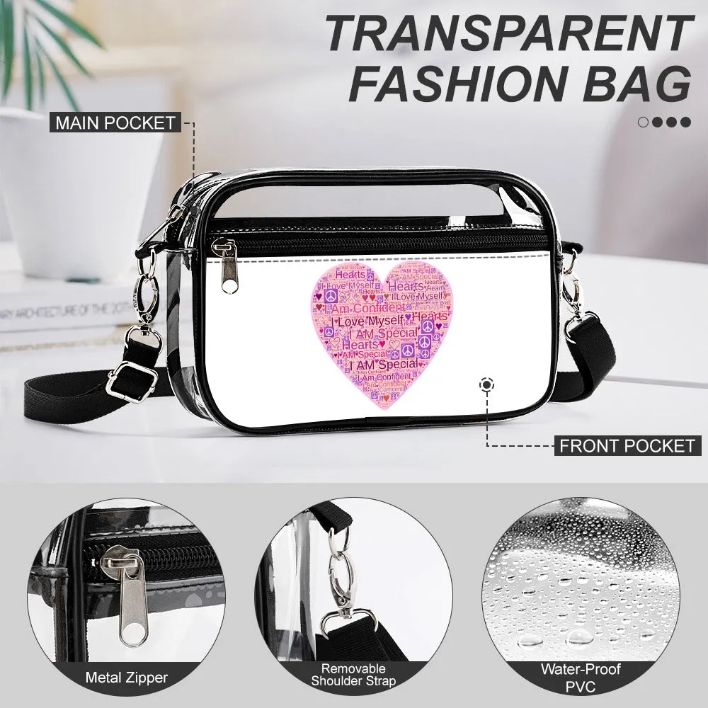 Affirmation Heart Two piece Satchel Clear Tote bag Set