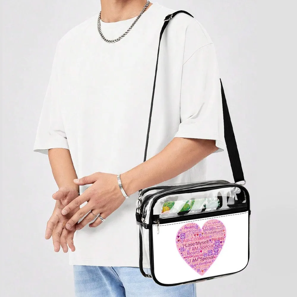 Affirmation Heart Two piece Satchel Clear Tote bag Set