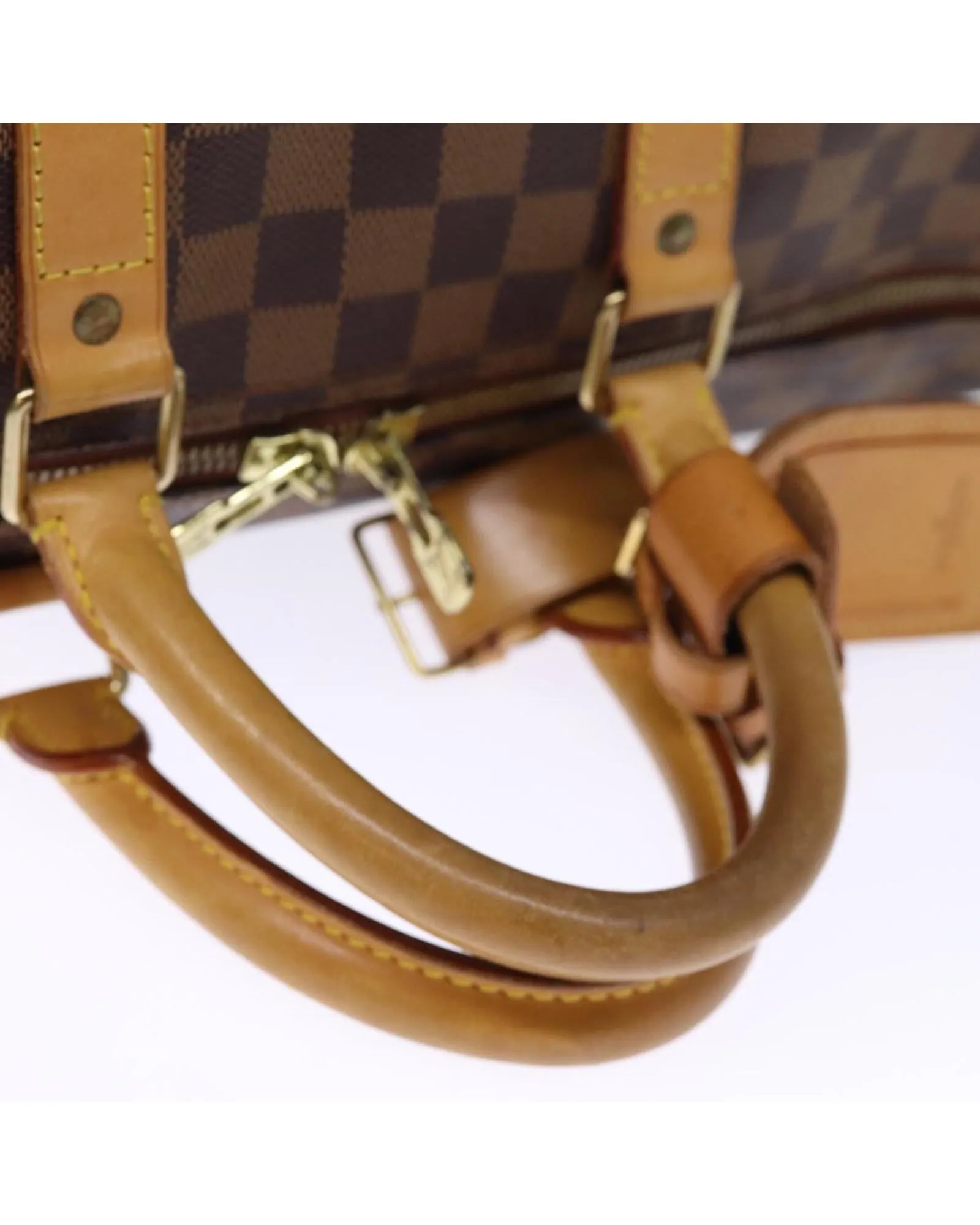 Authentic Damier Ebene Boston Bag with Accessories