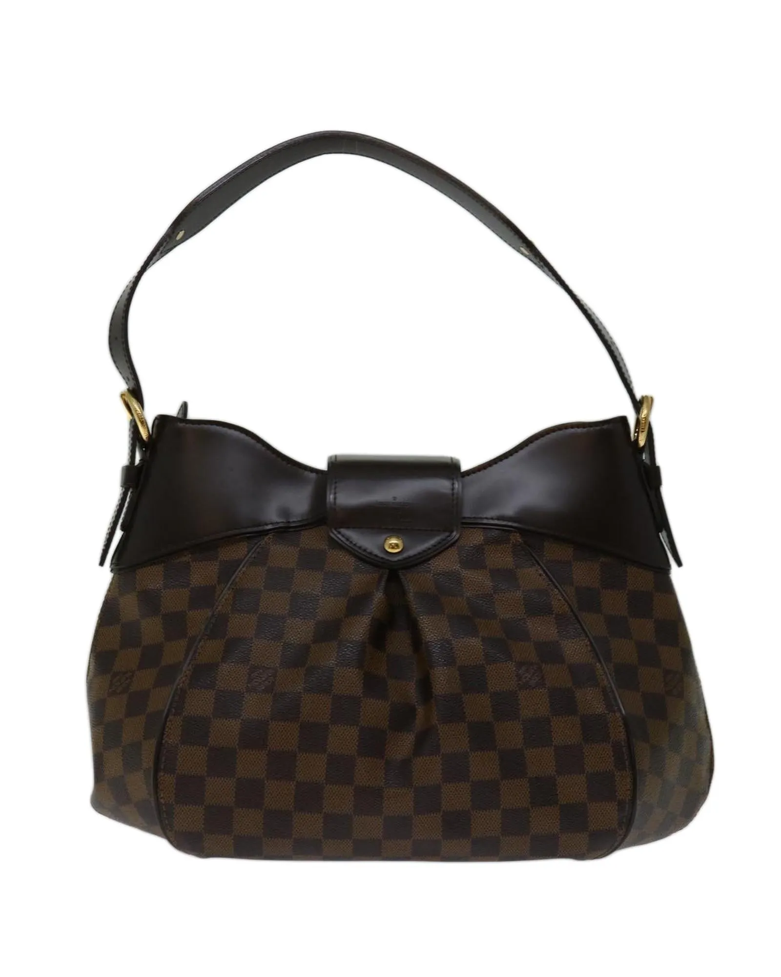 Authentic Louis Vuitton Damier Ebene Shoulder Bag with Flap Closure