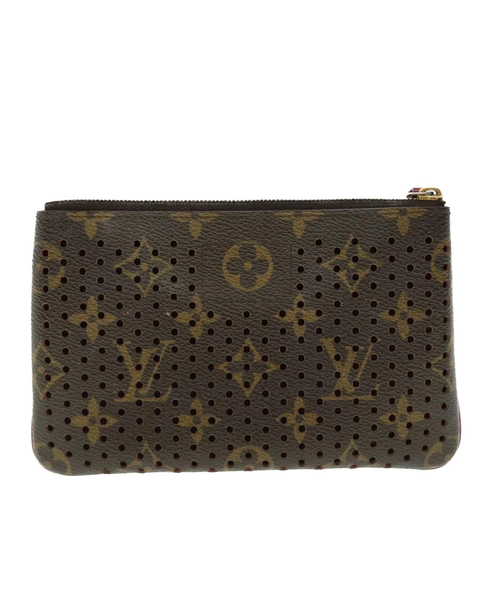 Authentic Louis Vuitton Monogram Perfo Pochette Plat Pouch