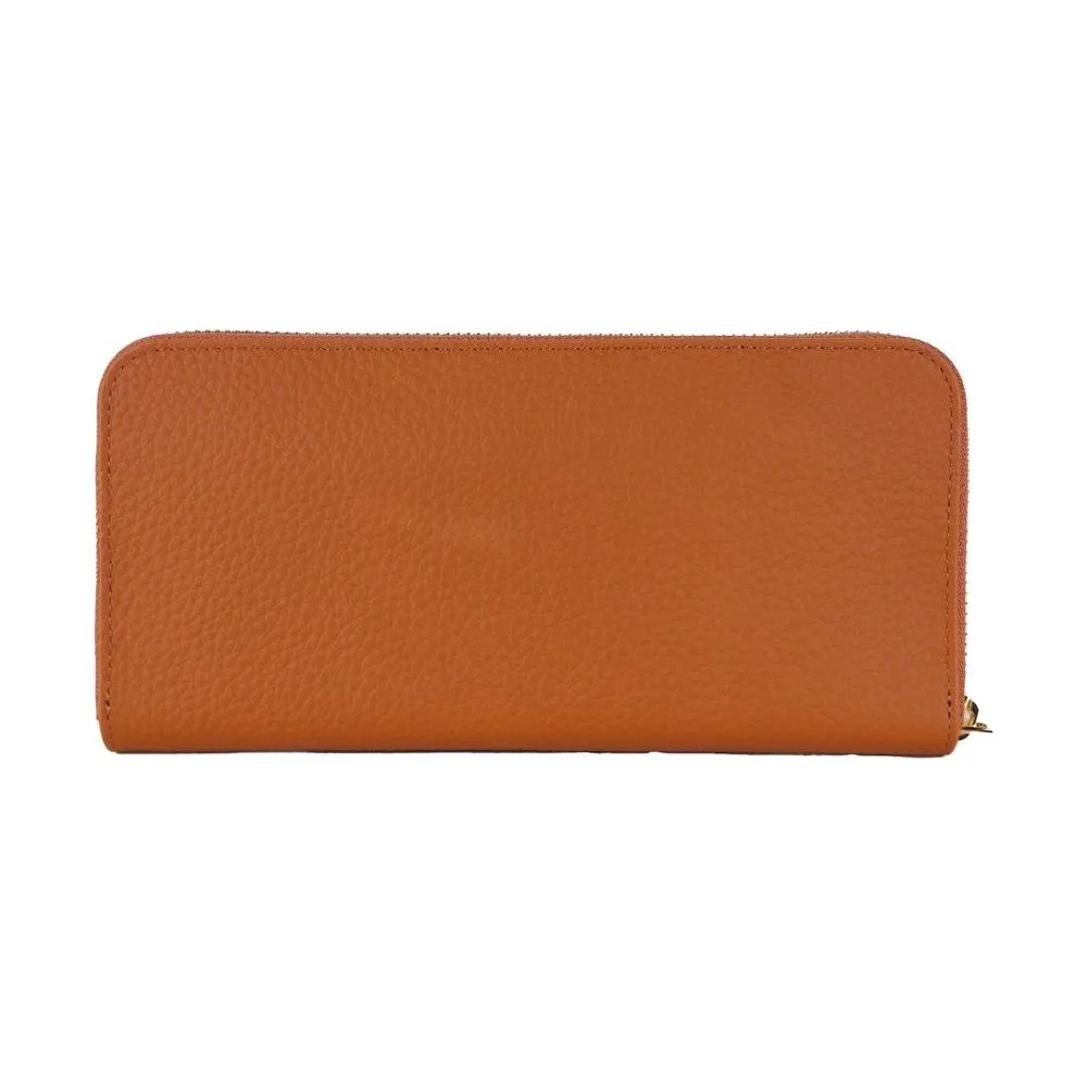 Baldinini Trend Elegant Orange Leather Wallet with Zipper