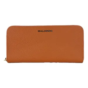 Baldinini Trend Elegant Orange Leather Wallet with Zipper