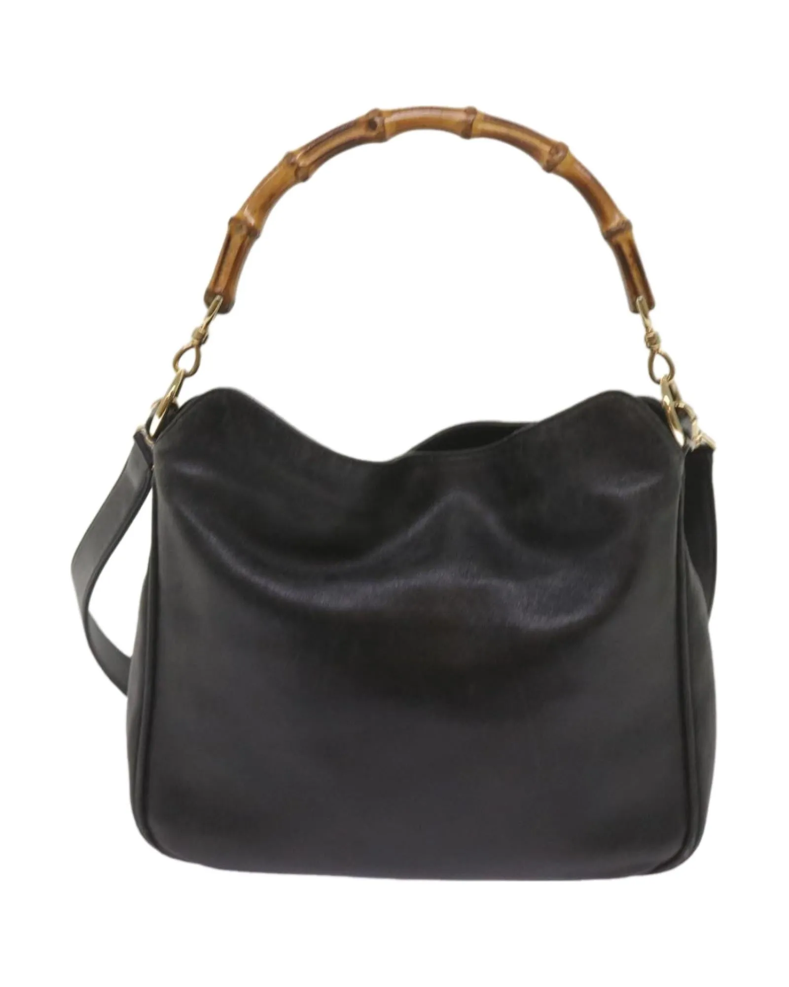 Bamboo Leather 2-Way Handbag by Italian Designer