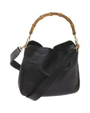 Bamboo Leather 2-Way Handbag by Italian Designer