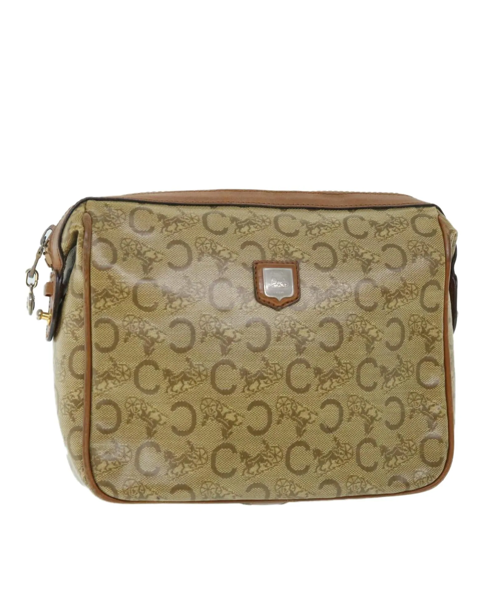 Beige Coated Canvas Clutch Bag - C Rank