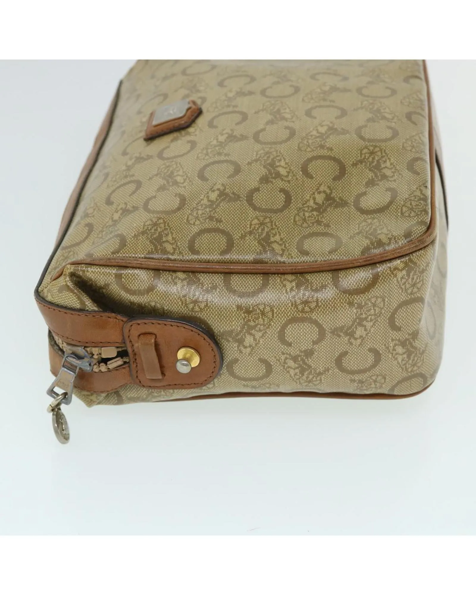 Beige Coated Canvas Clutch Bag - C Rank