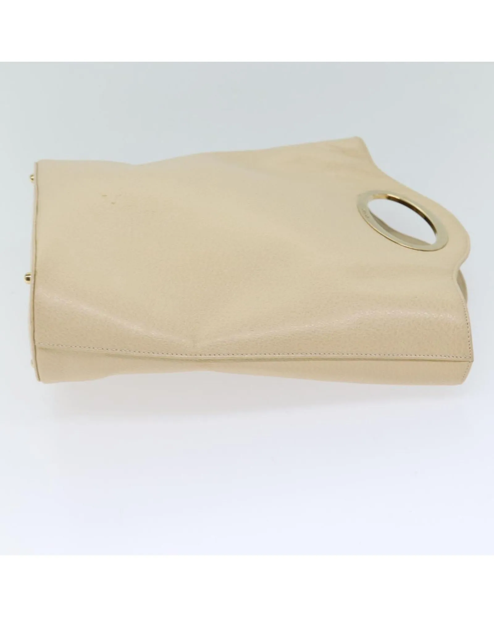 Beige Leather Hand Bag with Accessories - Made in Italy