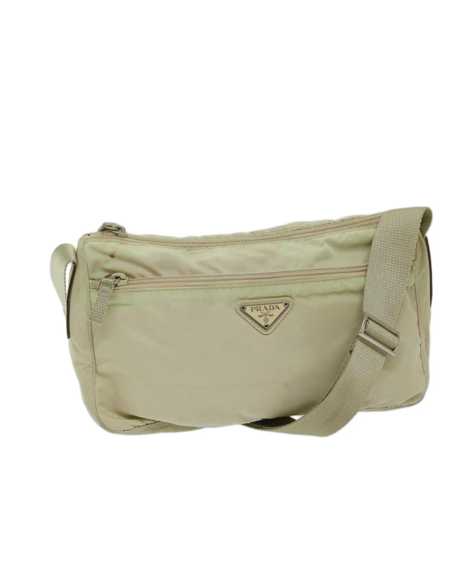 Beige Nylon Shoulder Bag with Guarantee Card and Made in Italy