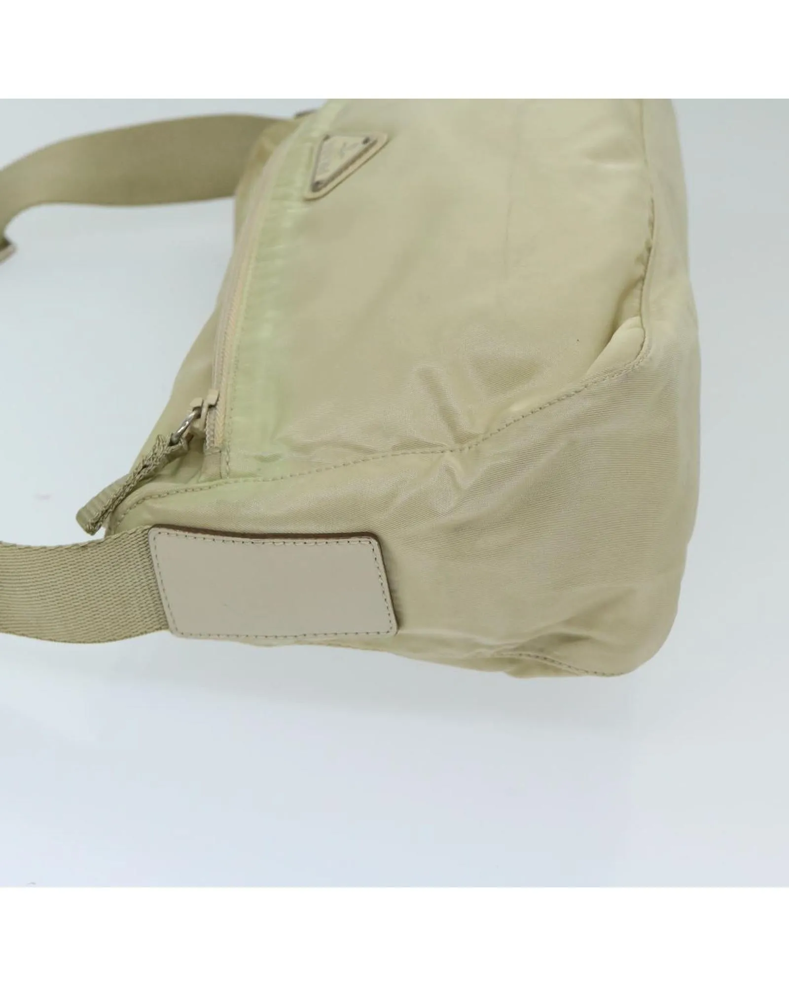 Beige Nylon Shoulder Bag with Guarantee Card and Made in Italy