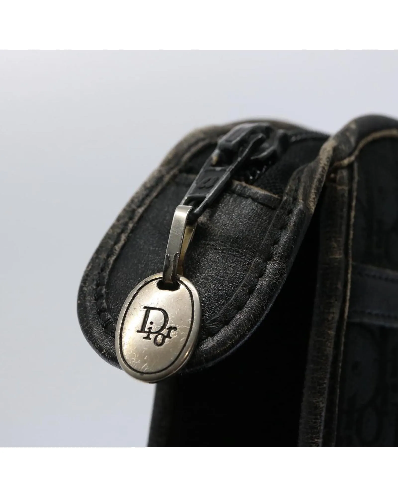 Black Canvas Clutch Bag with Christian Dior Logo