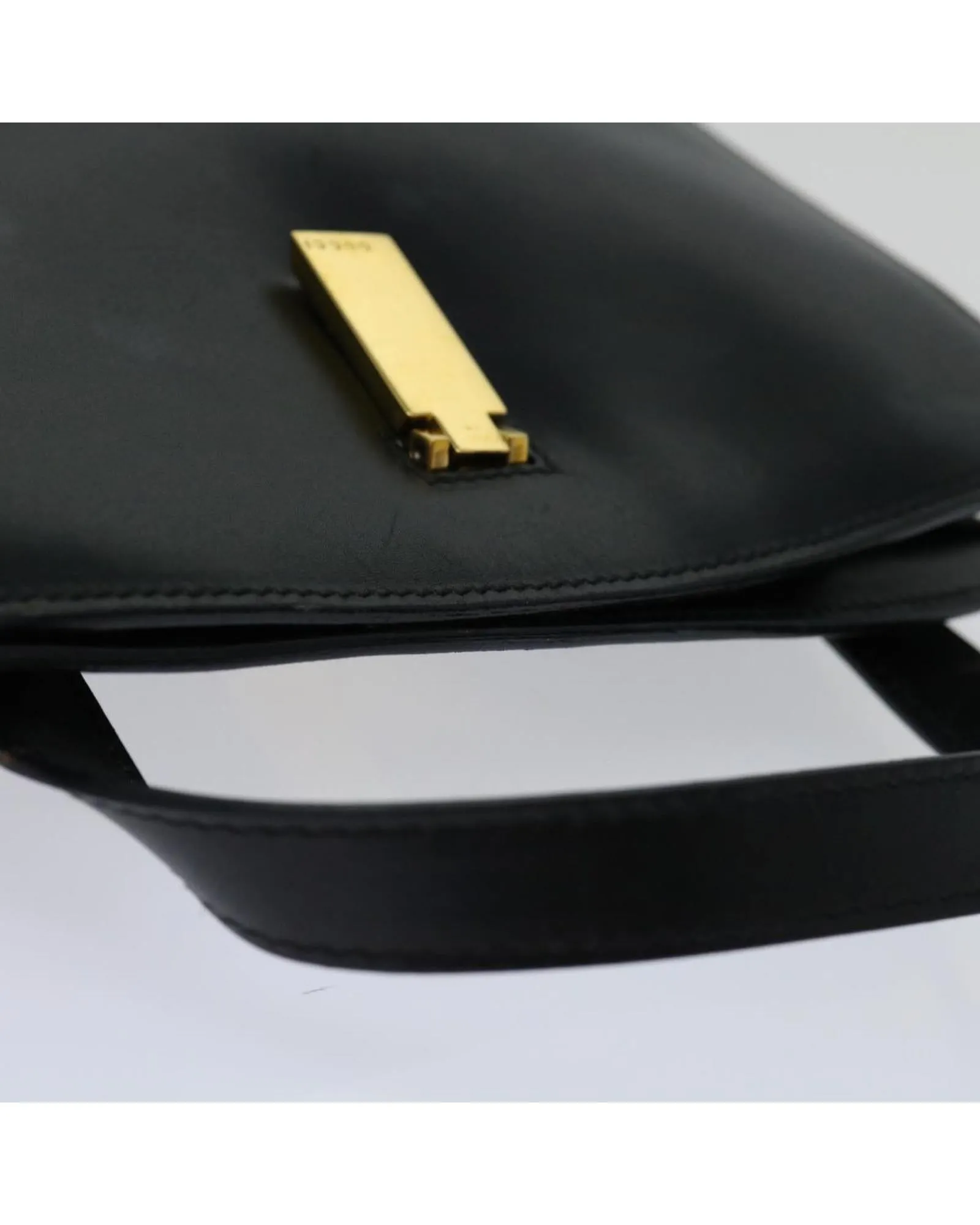 Black Leather Hand Bag - W19cm x H15cm x D4cm