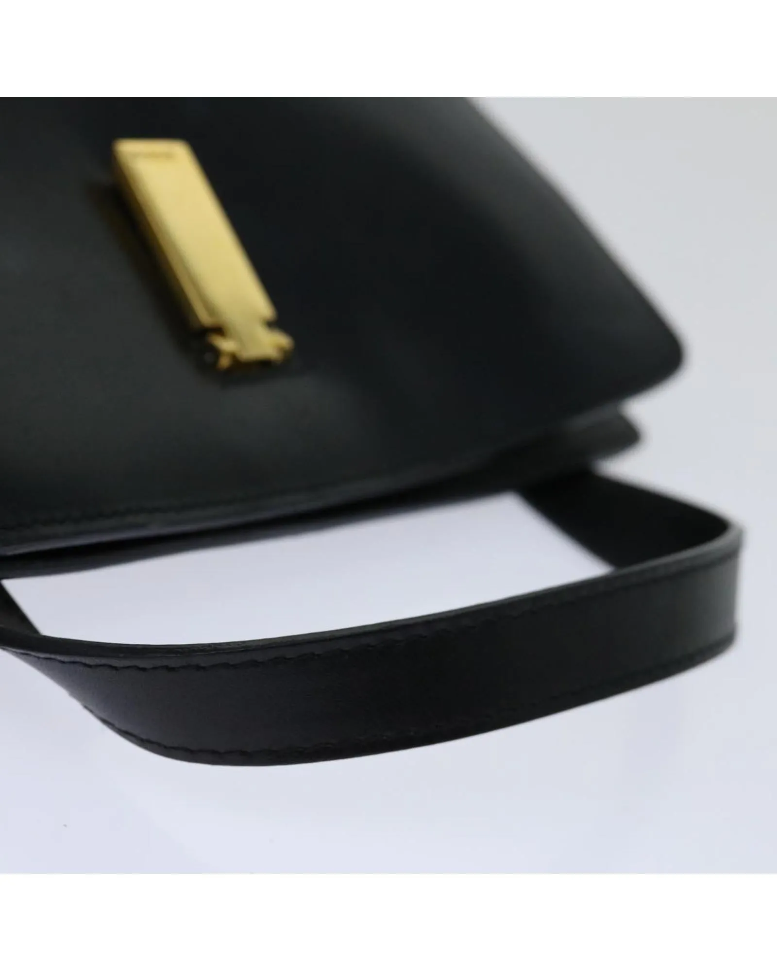 Black Leather Hand Bag - W19cm x H15cm x D4cm