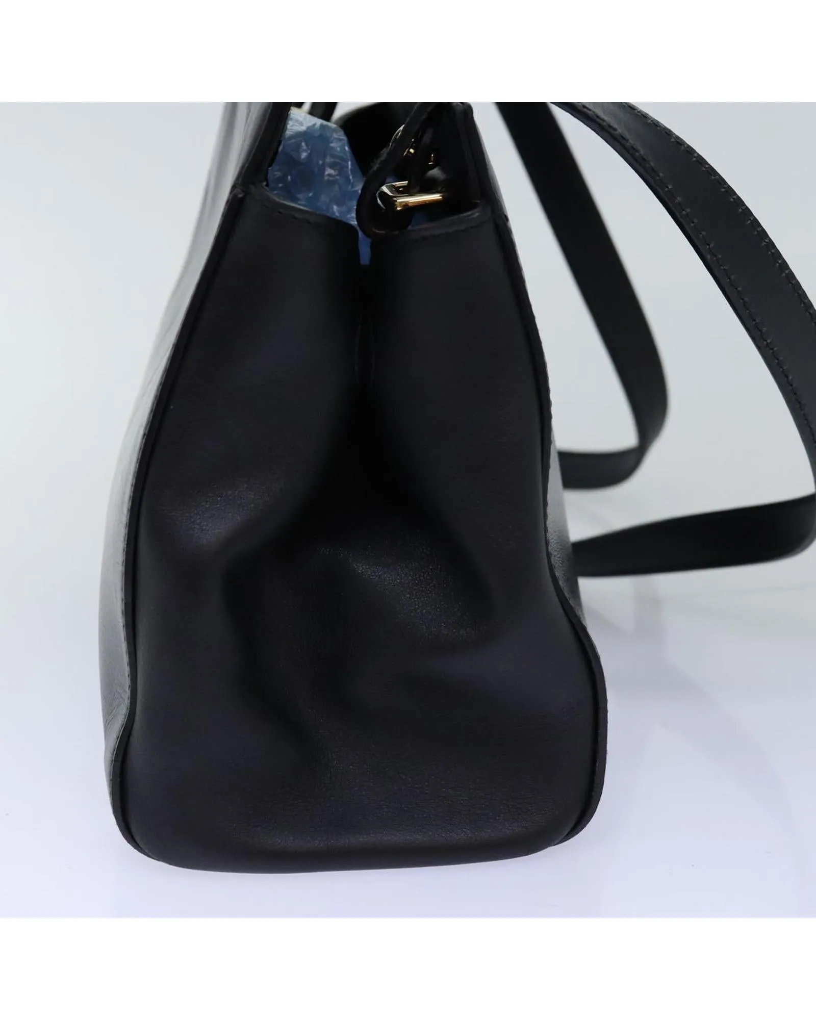 Black Leather Hand Bag with Shoulder Strap