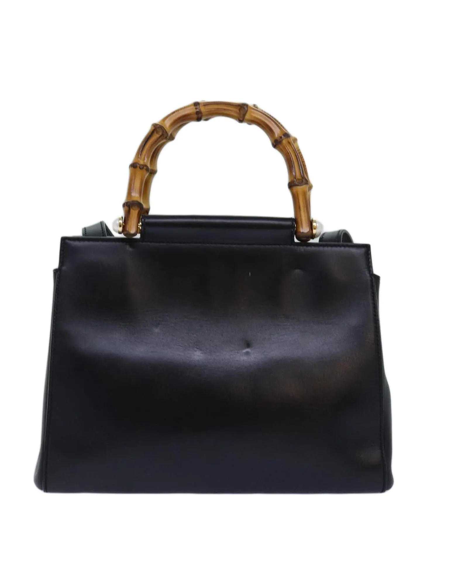 Black Leather Hand Bag with Shoulder Strap