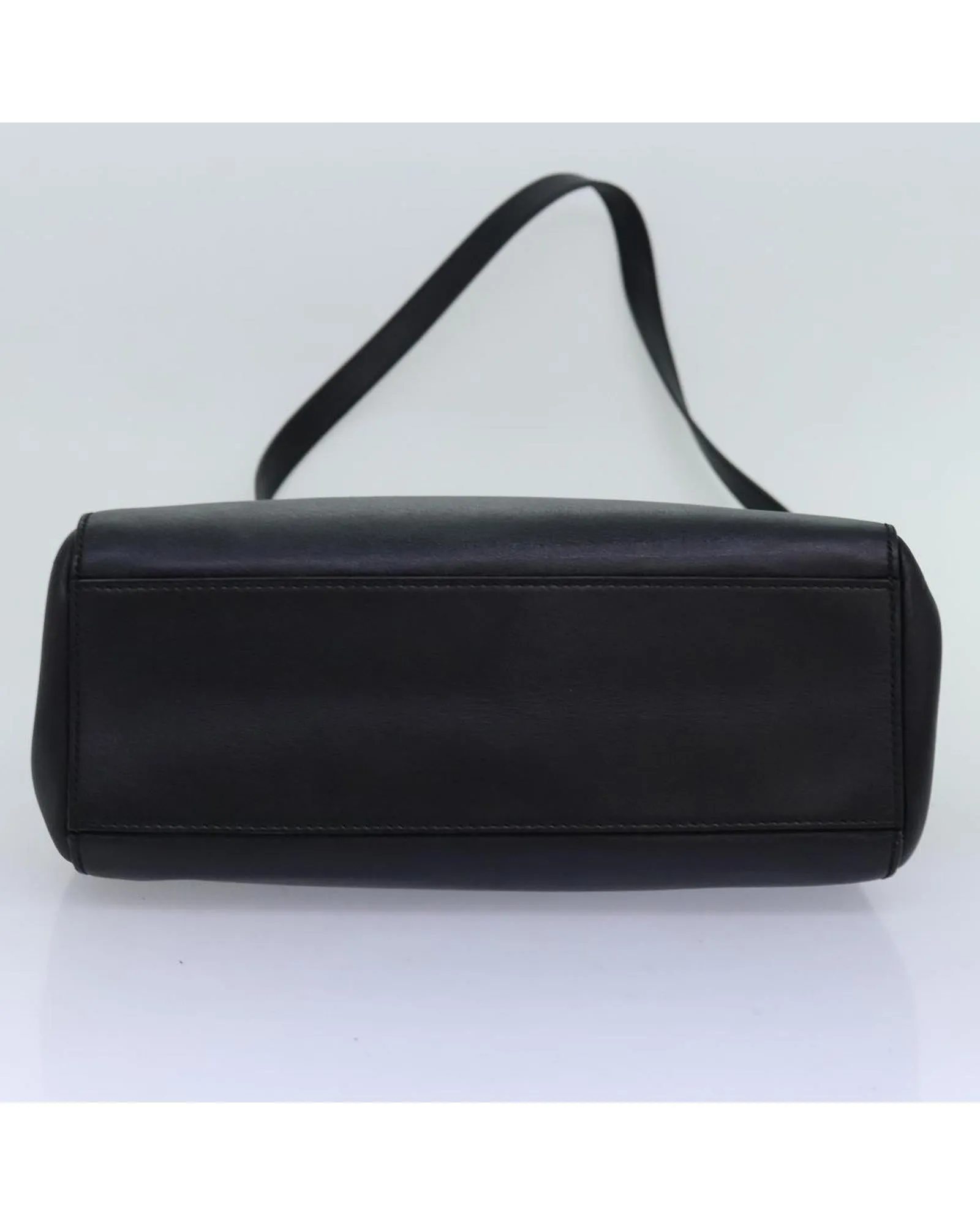 Black Leather Hand Bag with Shoulder Strap