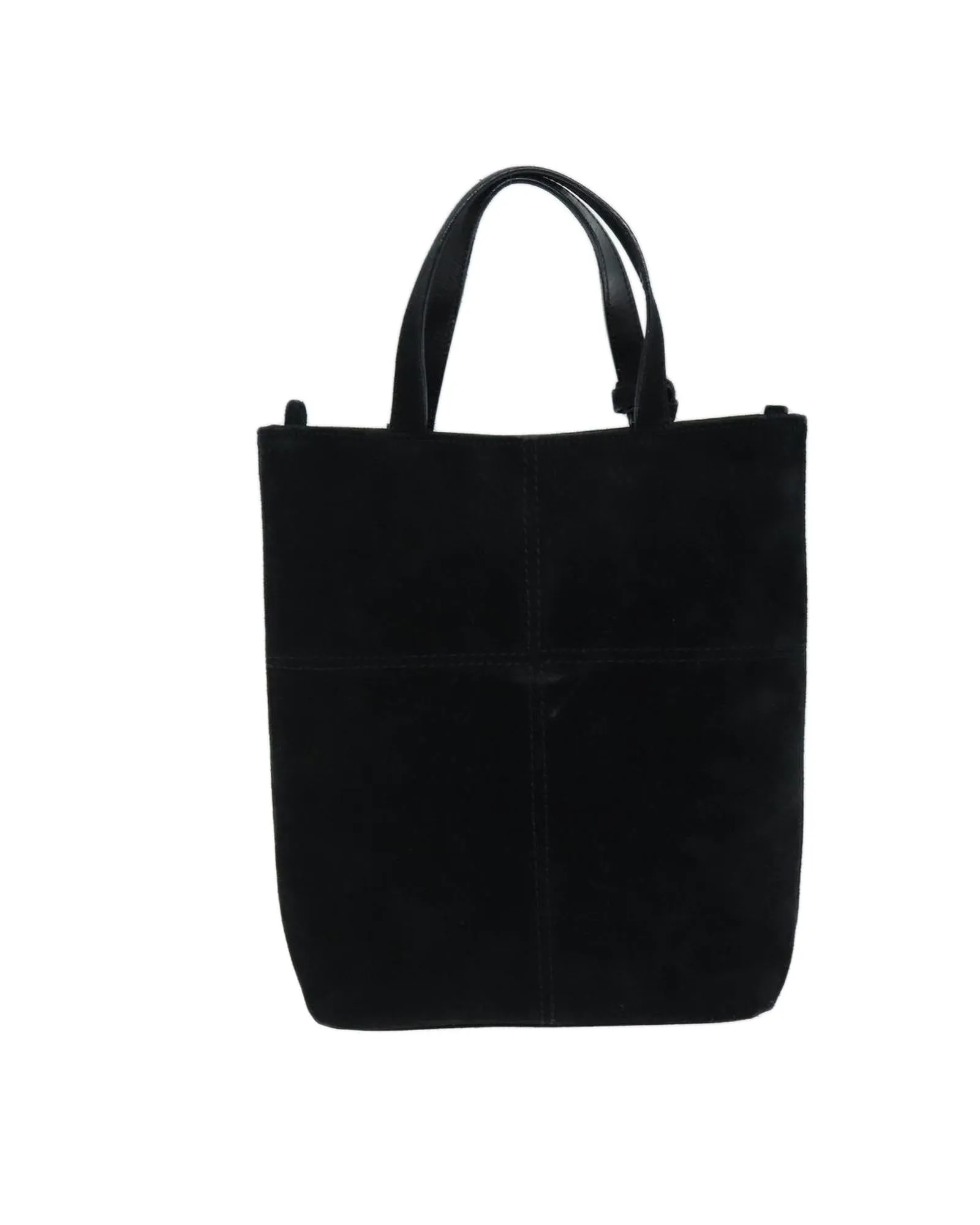 Black Suede Hand Bag with Accessories - Italian Made