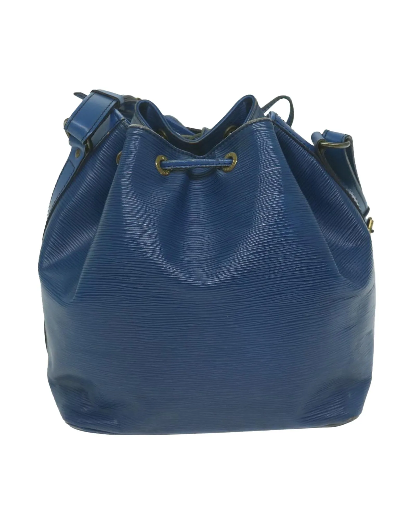 Blue Epi Leather Shoulder Bag with Adjustable Strap and Ample Storage Space