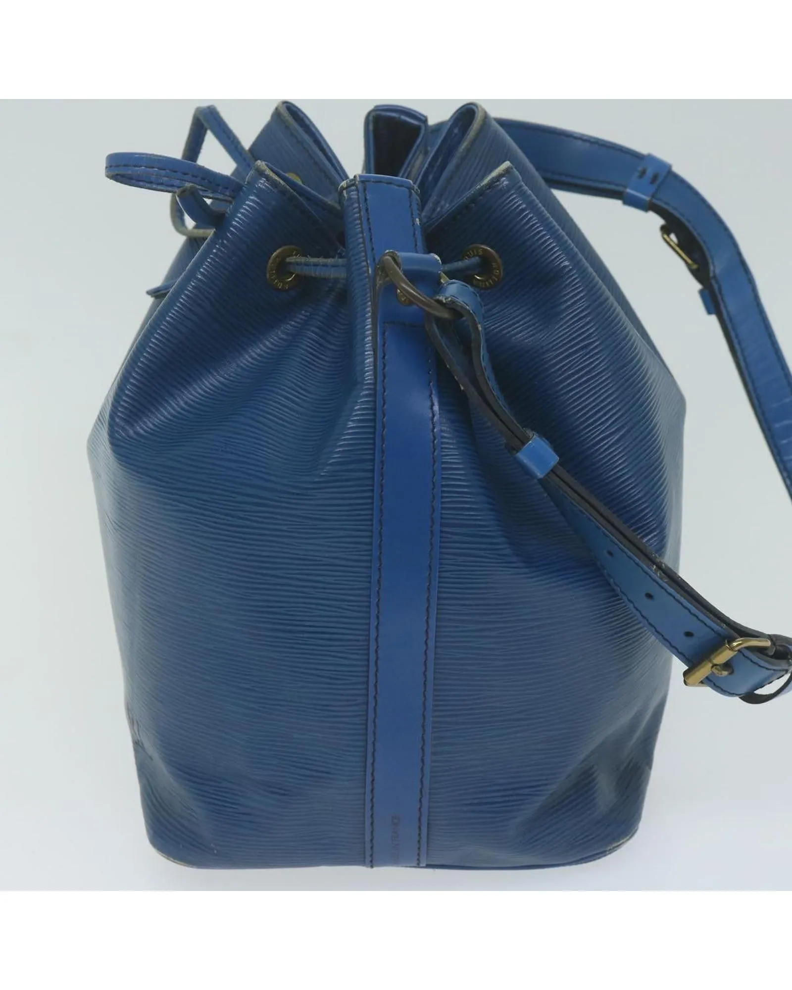 Blue Epi Leather Shoulder Bag with Adjustable Strap and Ample Storage Space