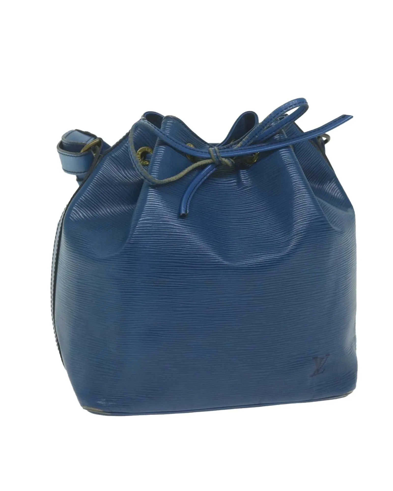 Blue Epi Leather Shoulder Bag with Adjustable Strap and Ample Storage Space