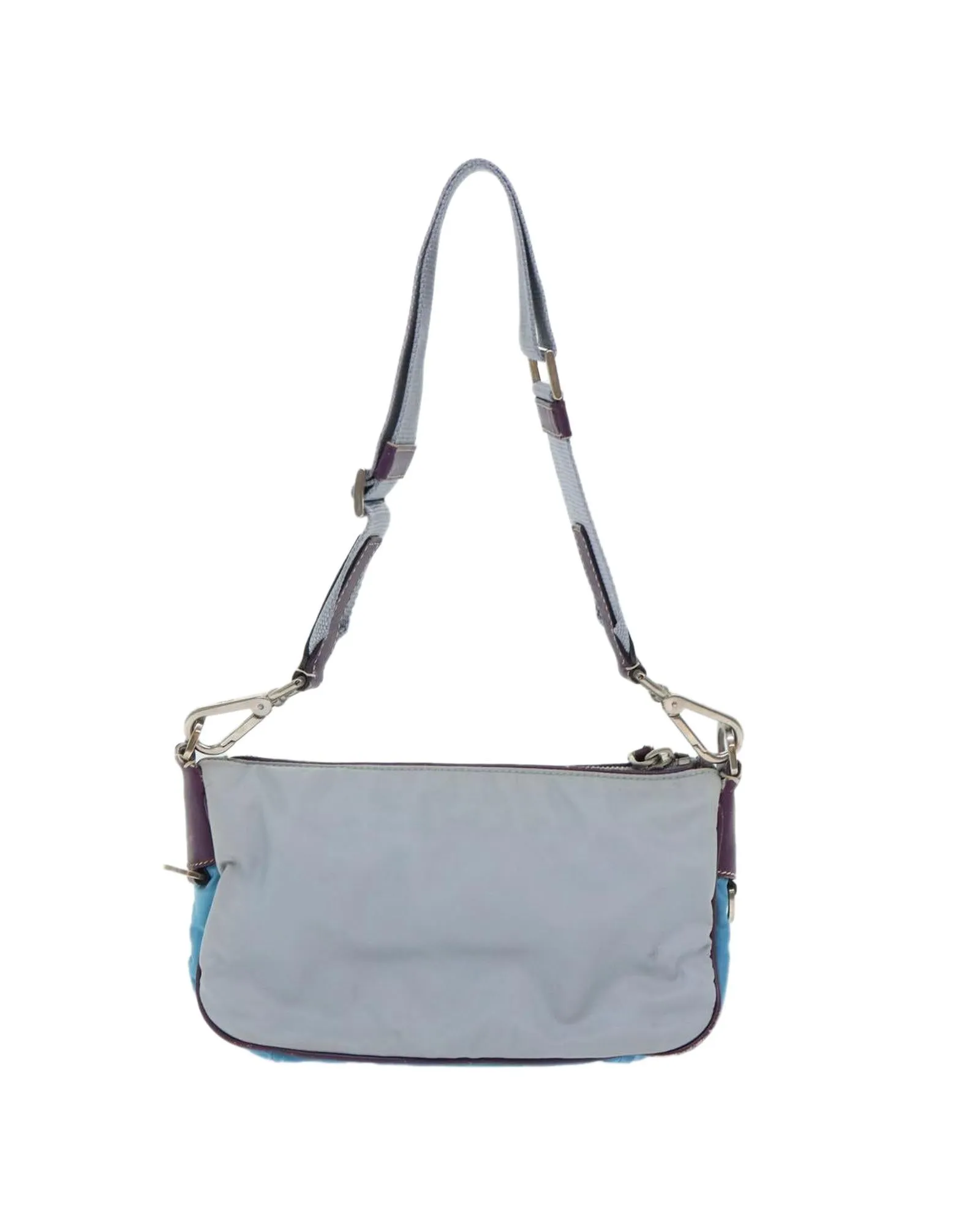 Blue Nylon Leather Shoulder Bag