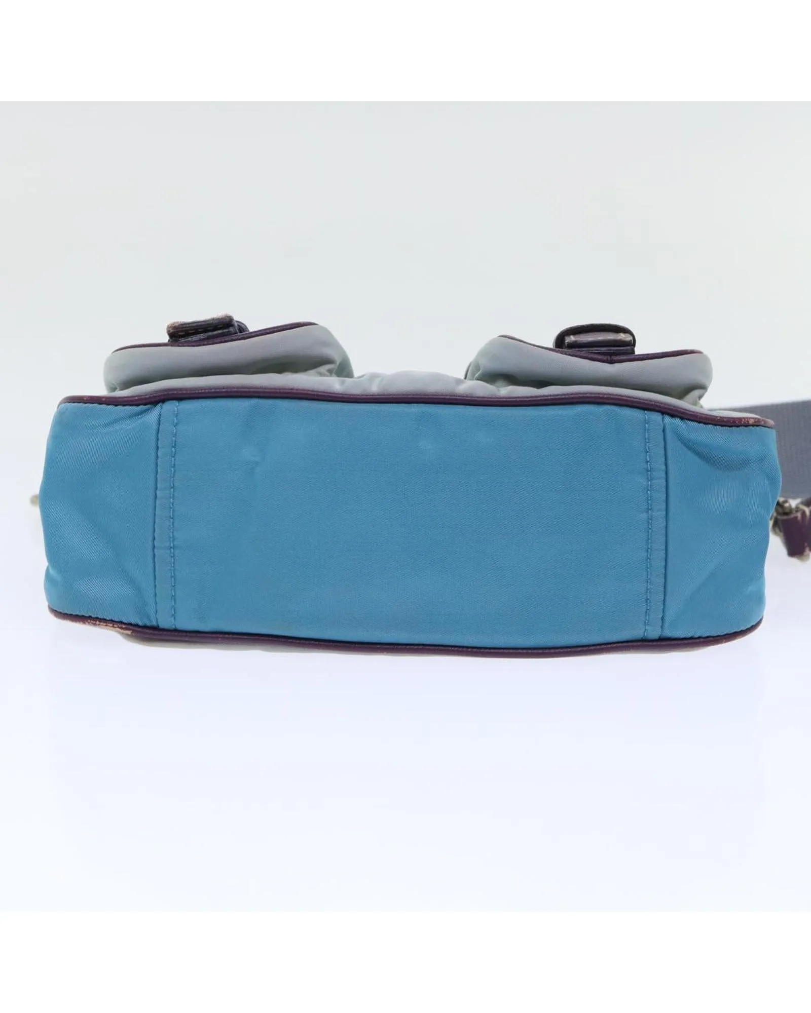 Blue Nylon Leather Shoulder Bag