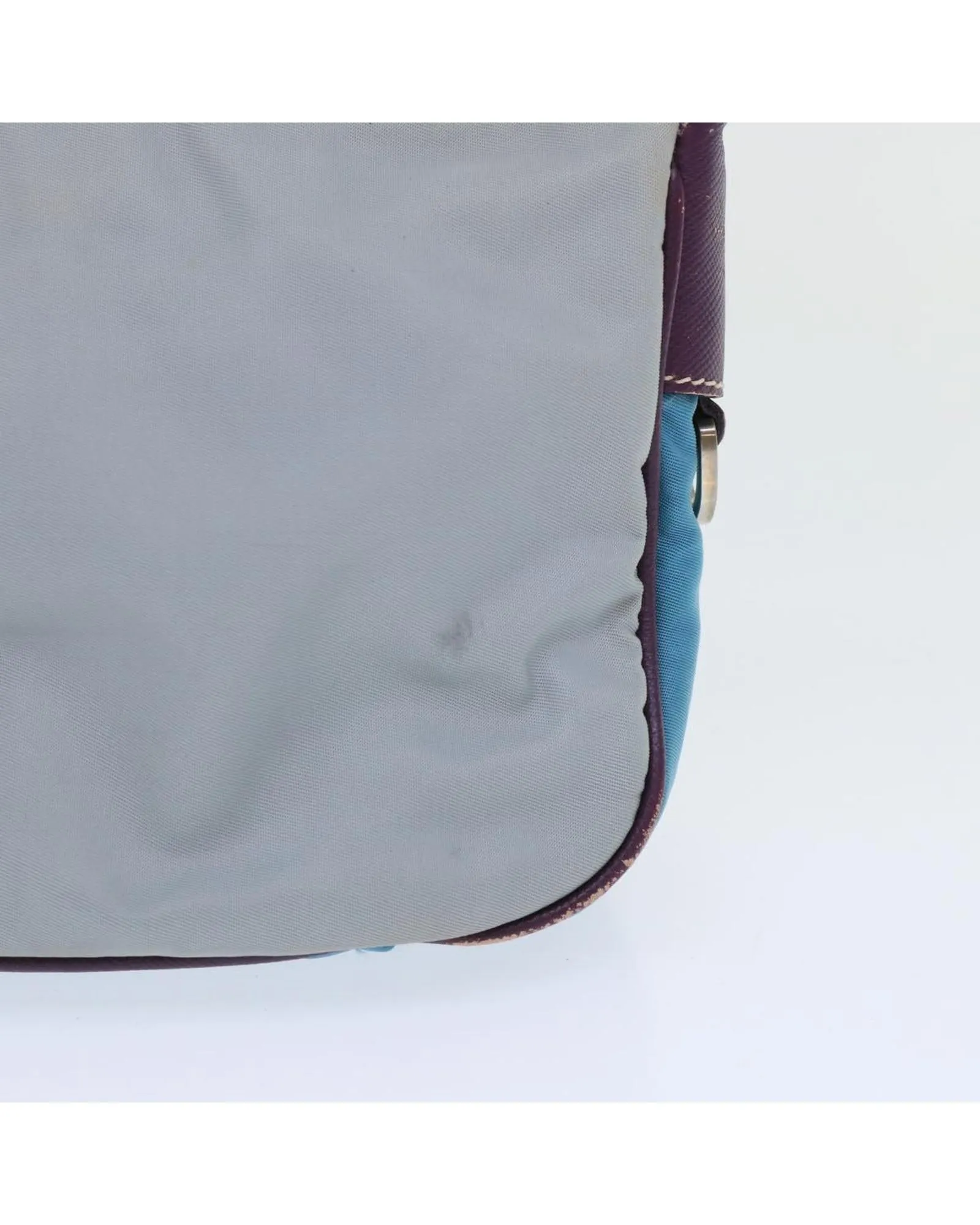 Blue Nylon Leather Shoulder Bag