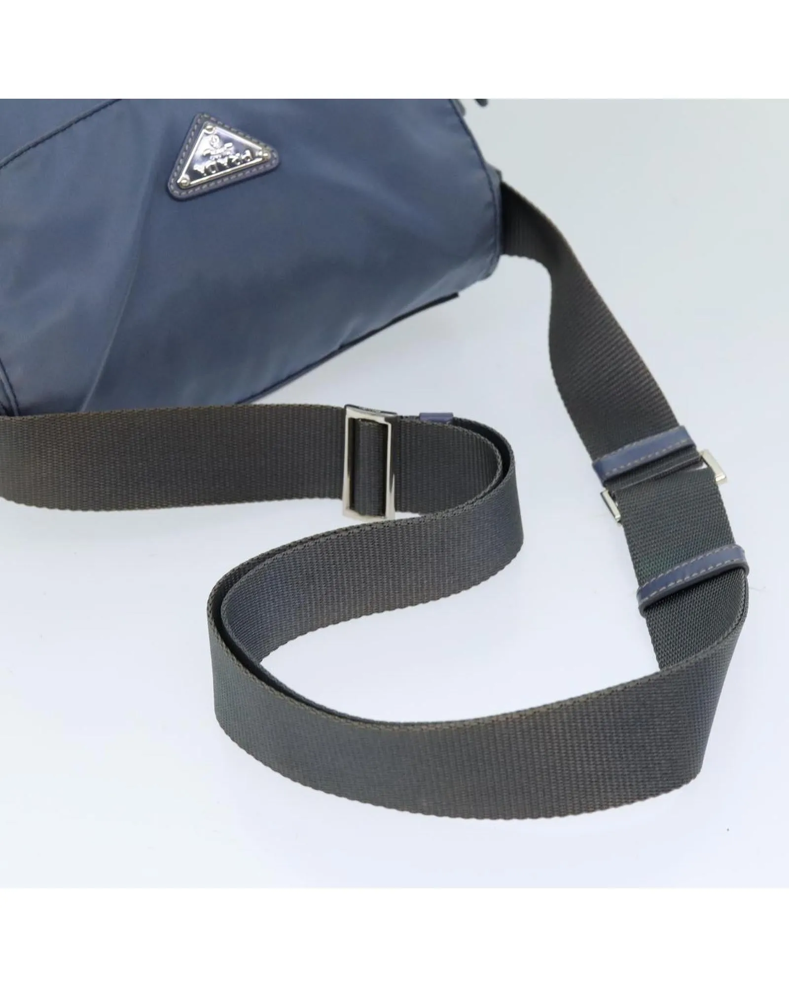 Blue Nylon Shoulder Bag with Adjustable Strap