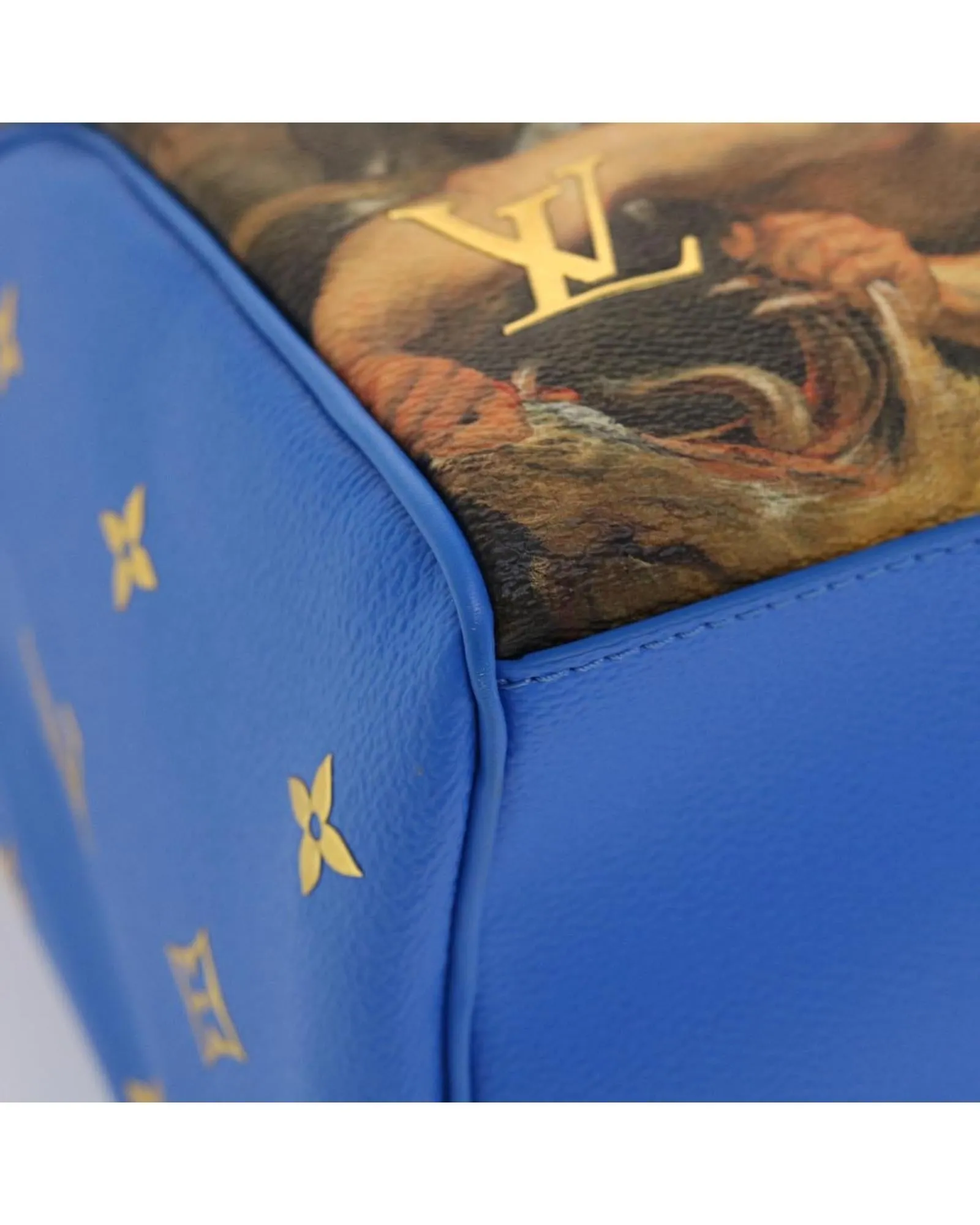 Blue PVC Leather Hand Bag with Dust Bag and Padlock