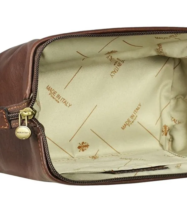 Brown Leather Toiletry Bag