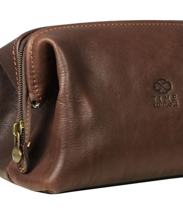 Brown Leather Toiletry Bag