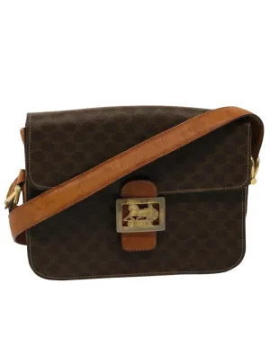 Canvas Shoulder Bag with Adjustable Strap - Brown PVC Leather