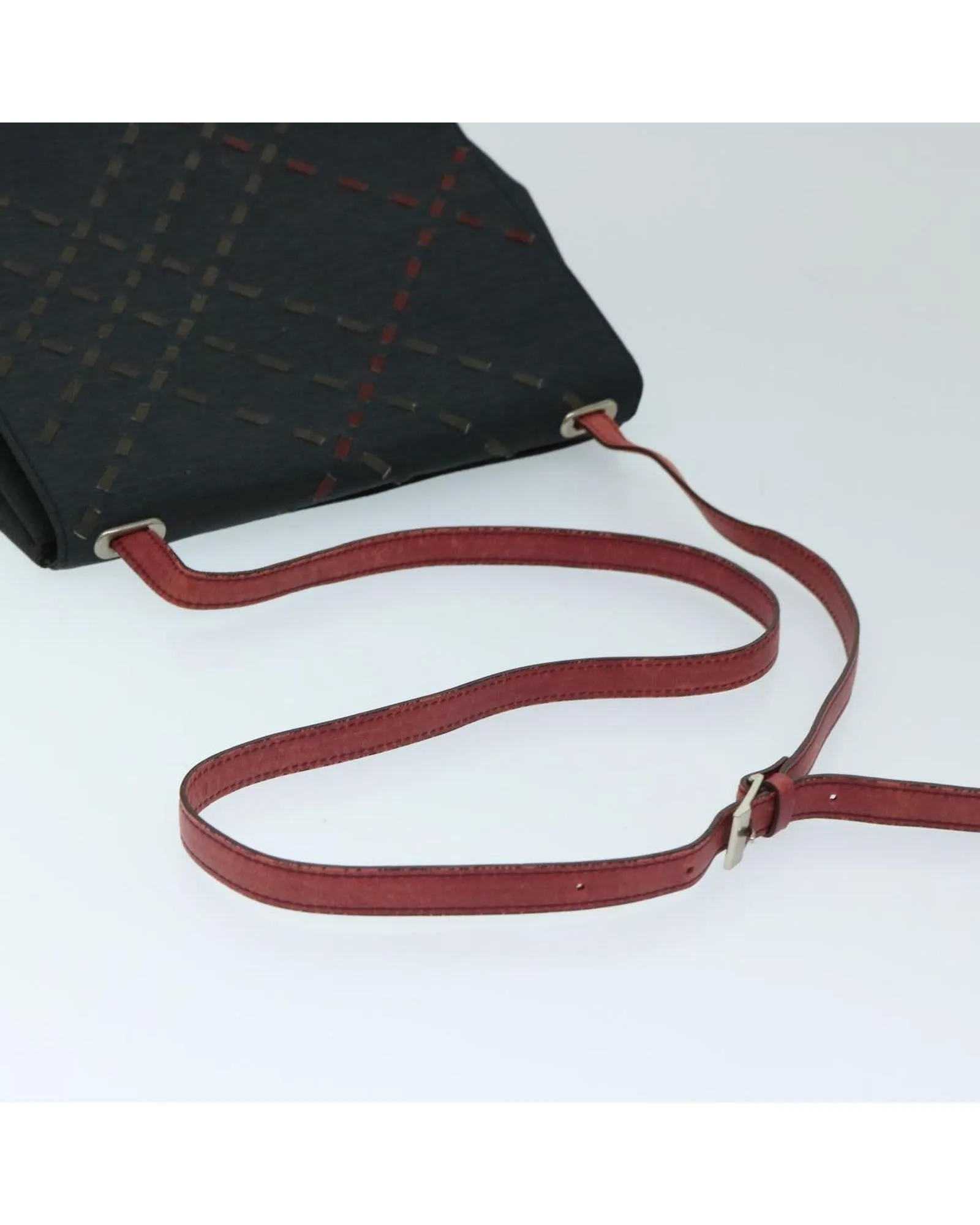 Canvas Shoulder Bag with Red and Black Accents