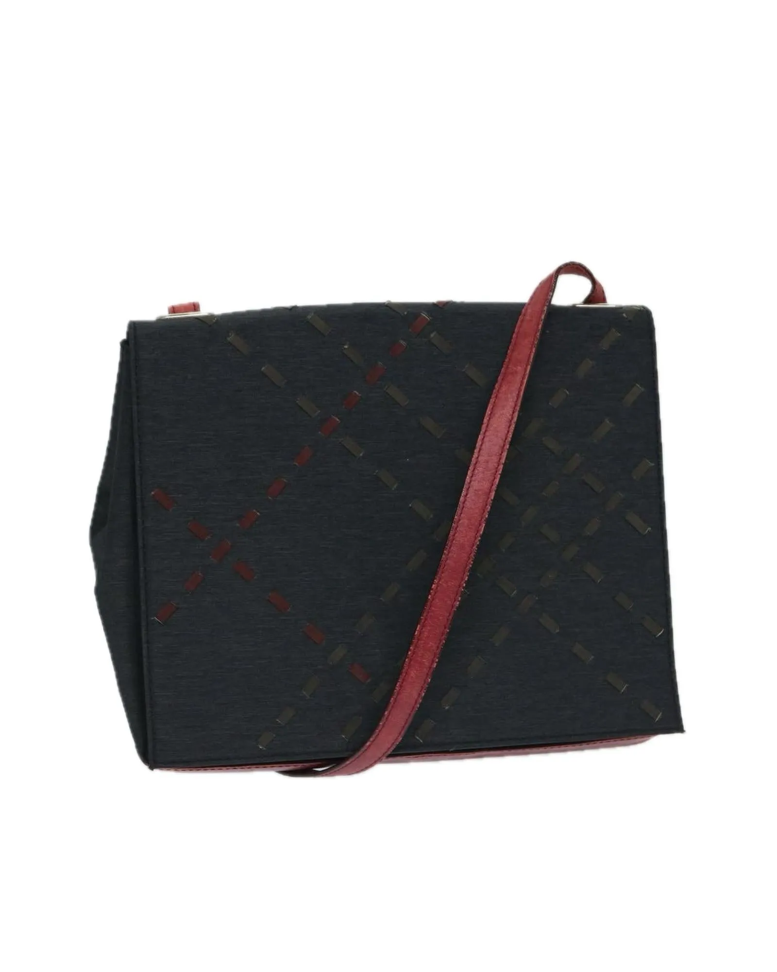 Canvas Shoulder Bag with Red and Black Accents