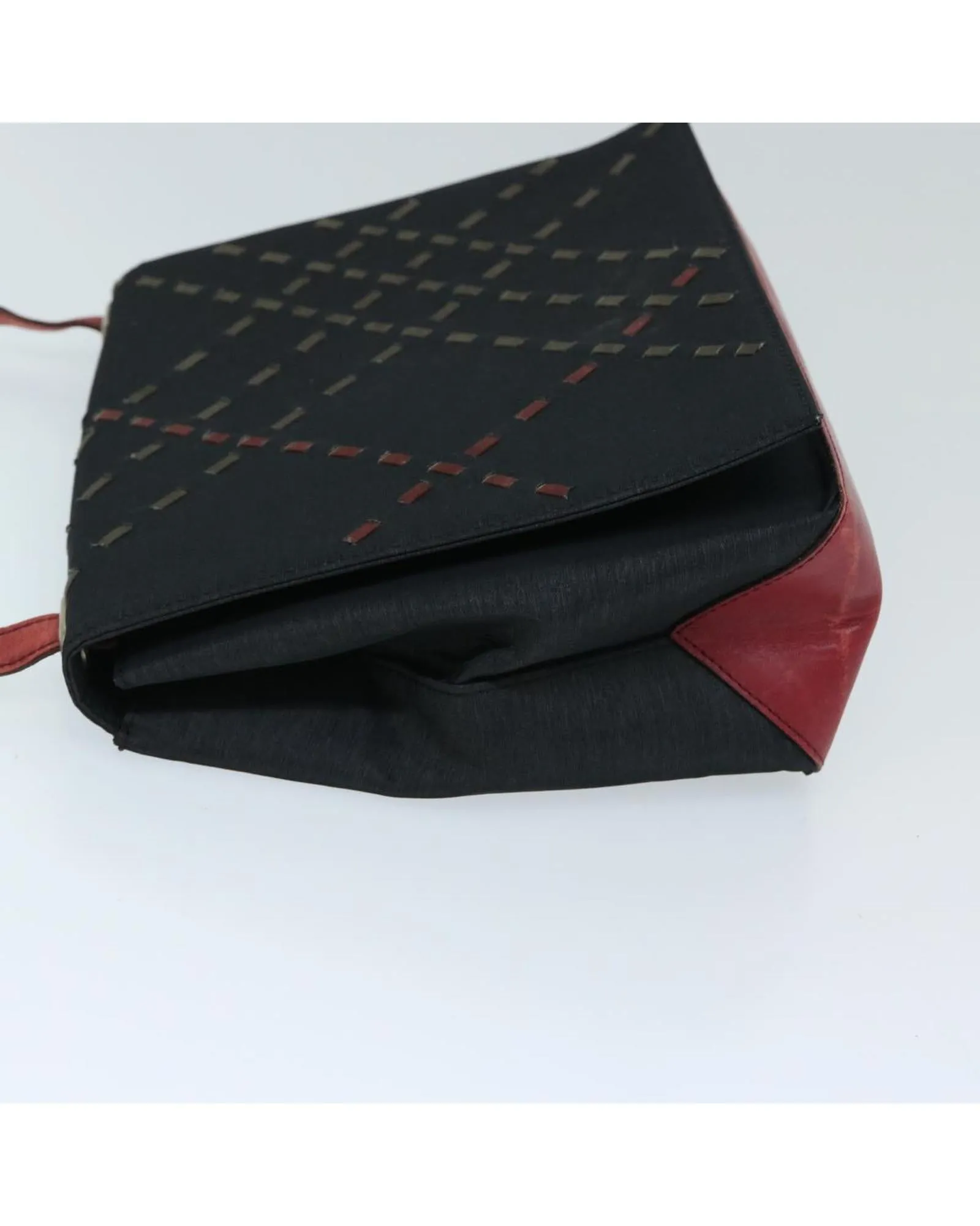 Canvas Shoulder Bag with Red and Black Accents