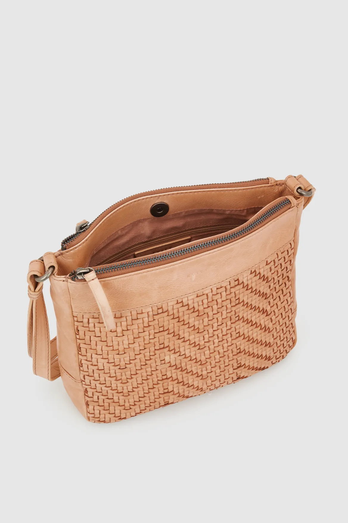 Capri Leather Weave Crossbody Bag