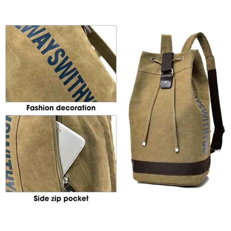 Casual Canvas Backpack Bucket Bag Computer Rucksack Travel Hiking Hand Bag, Size: Small Black