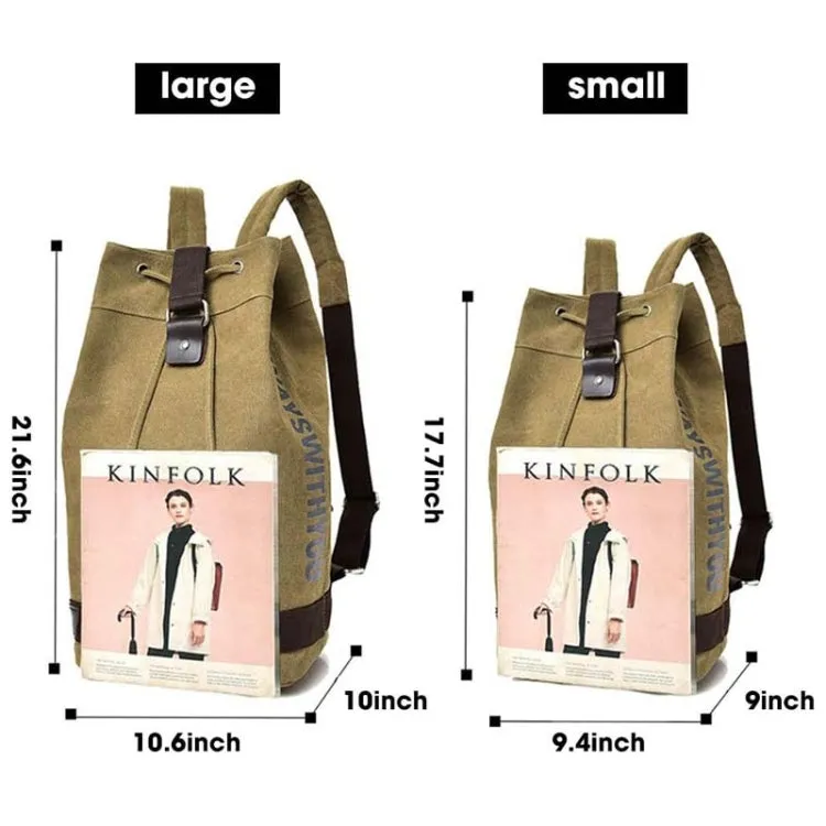 Casual Canvas Backpack Bucket Bag Computer Rucksack Travel Hiking Hand Bag, Size: Small Black