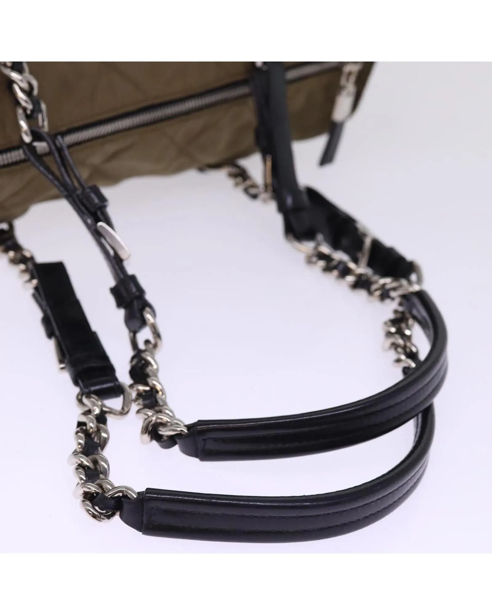 Chain Shoulder Bag in Nylon with Metal Accents