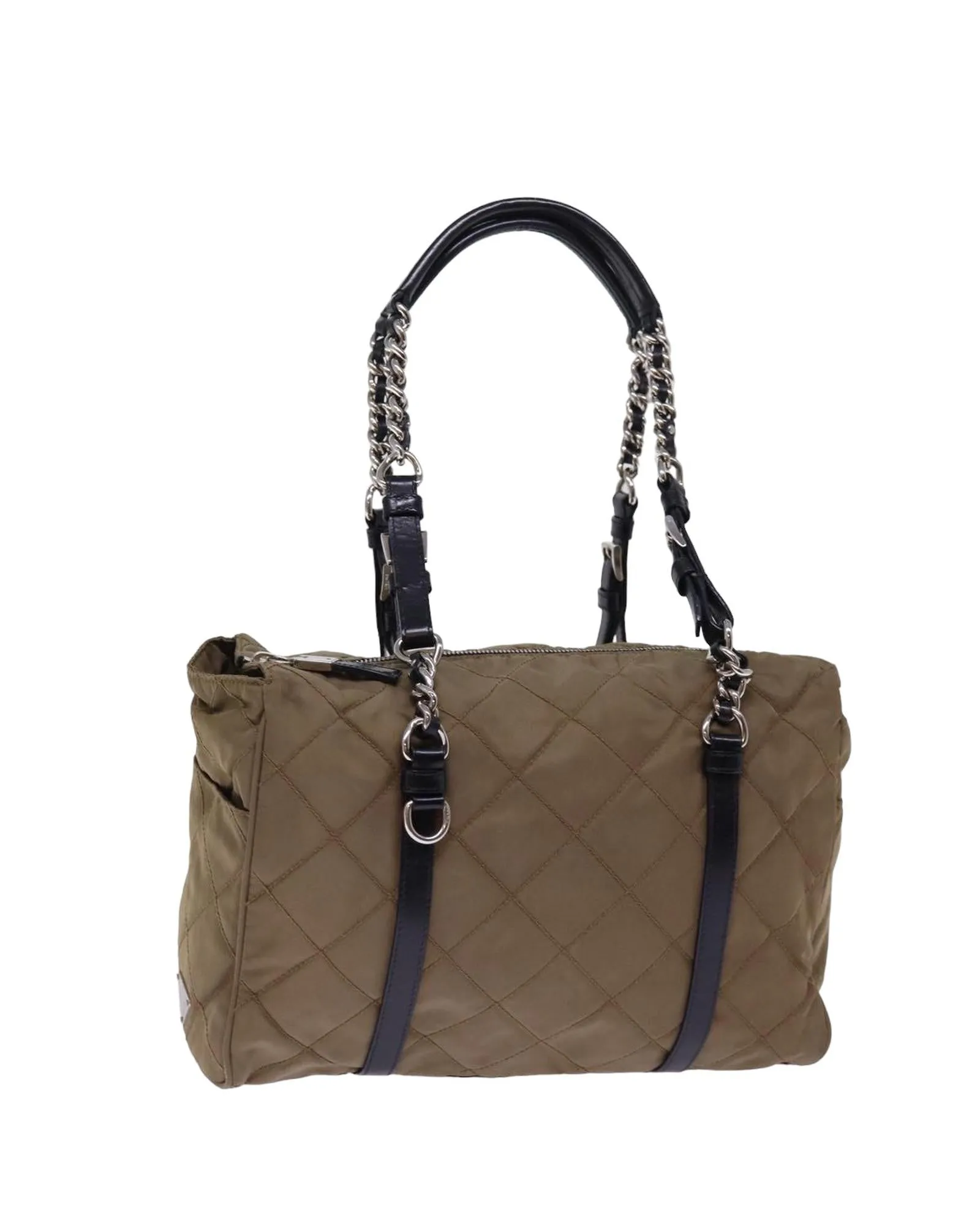 Chain Shoulder Bag in Nylon with Metal Accents