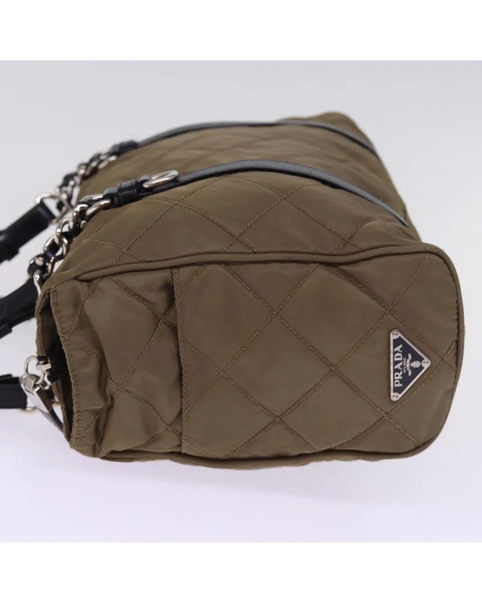 Chain Shoulder Bag in Nylon with Metal Accents