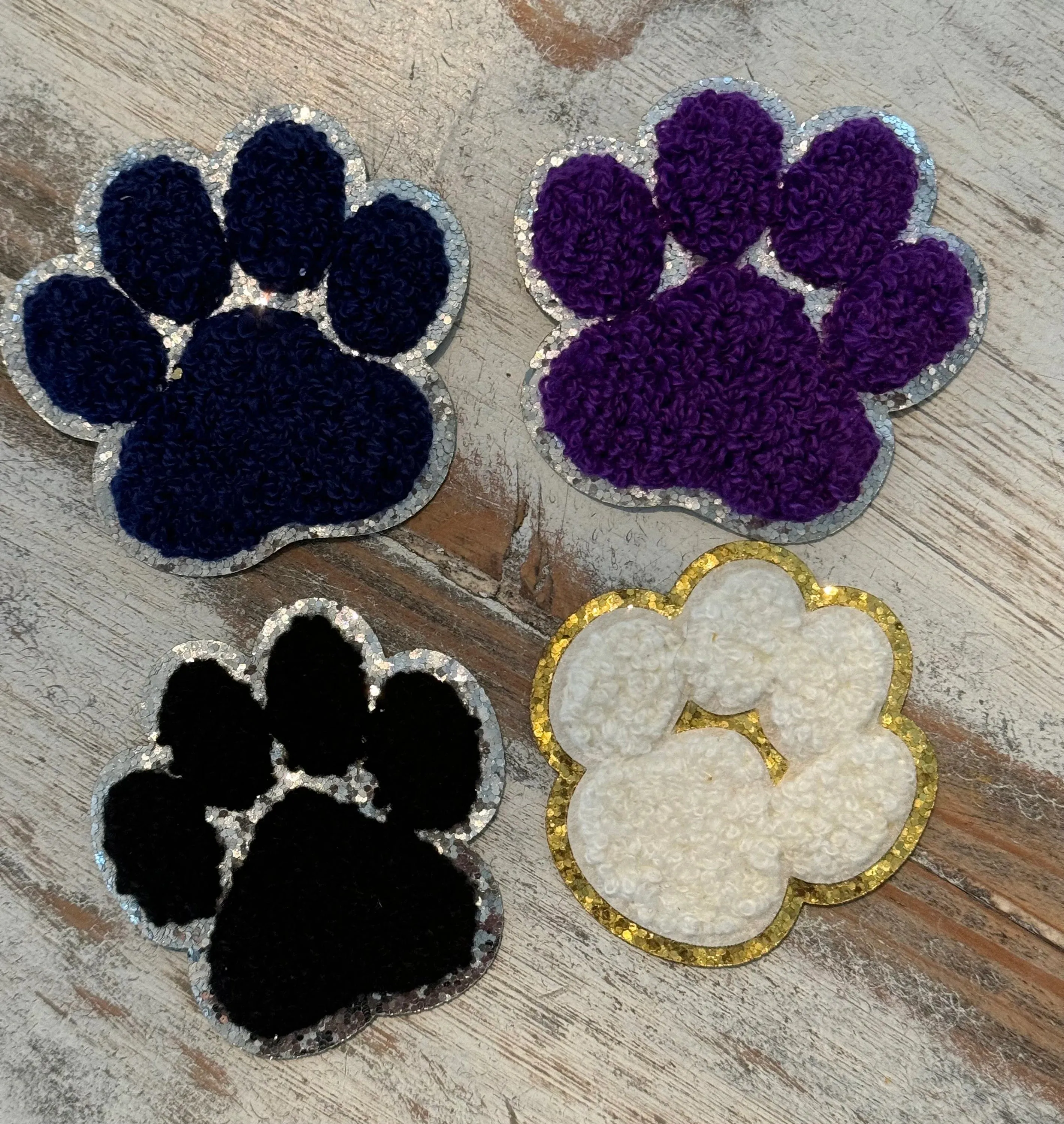 Chenille Paw Print Iron On Patches