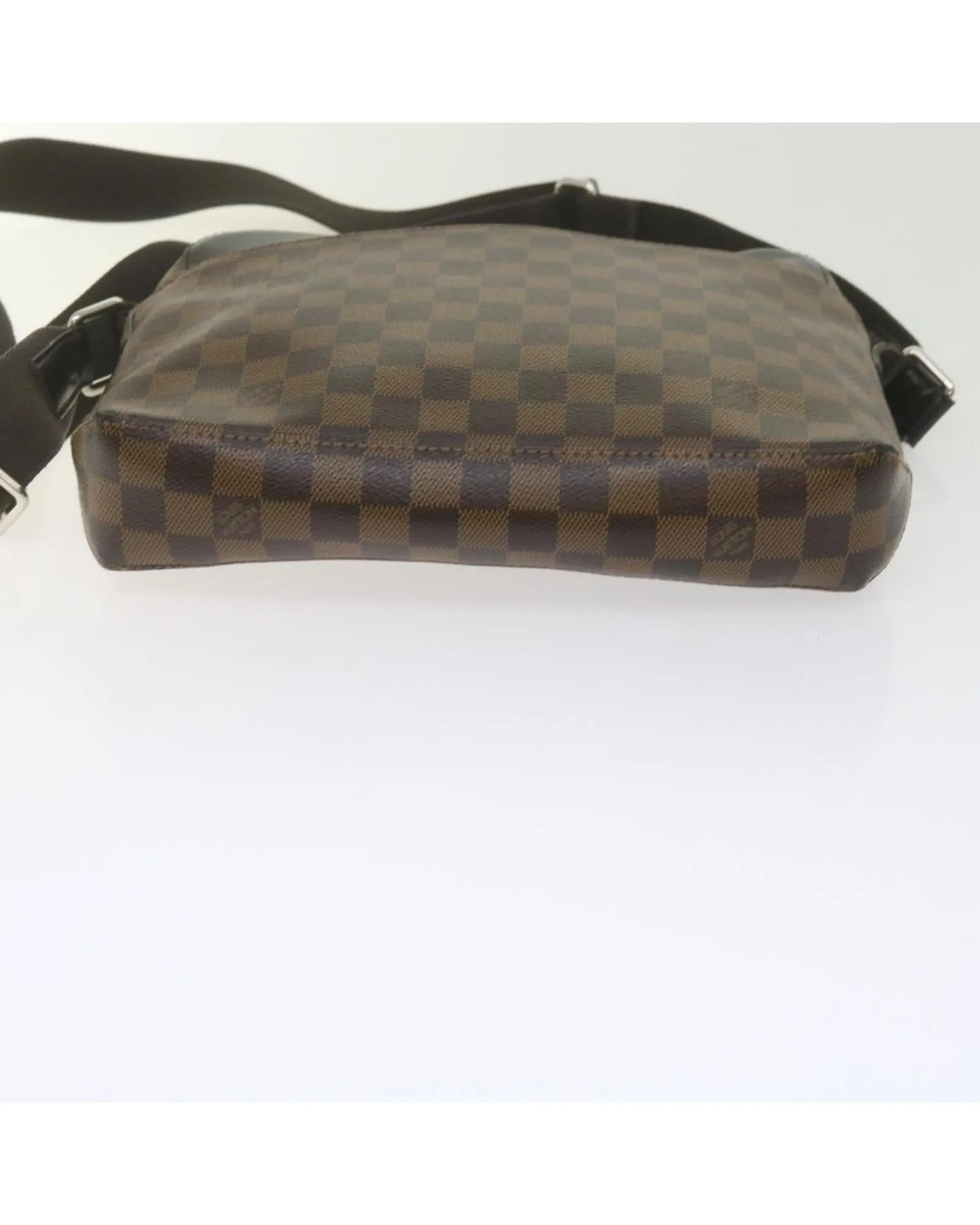 Damier Ebene Canvas Shoulder Bag with Adjustable Strap