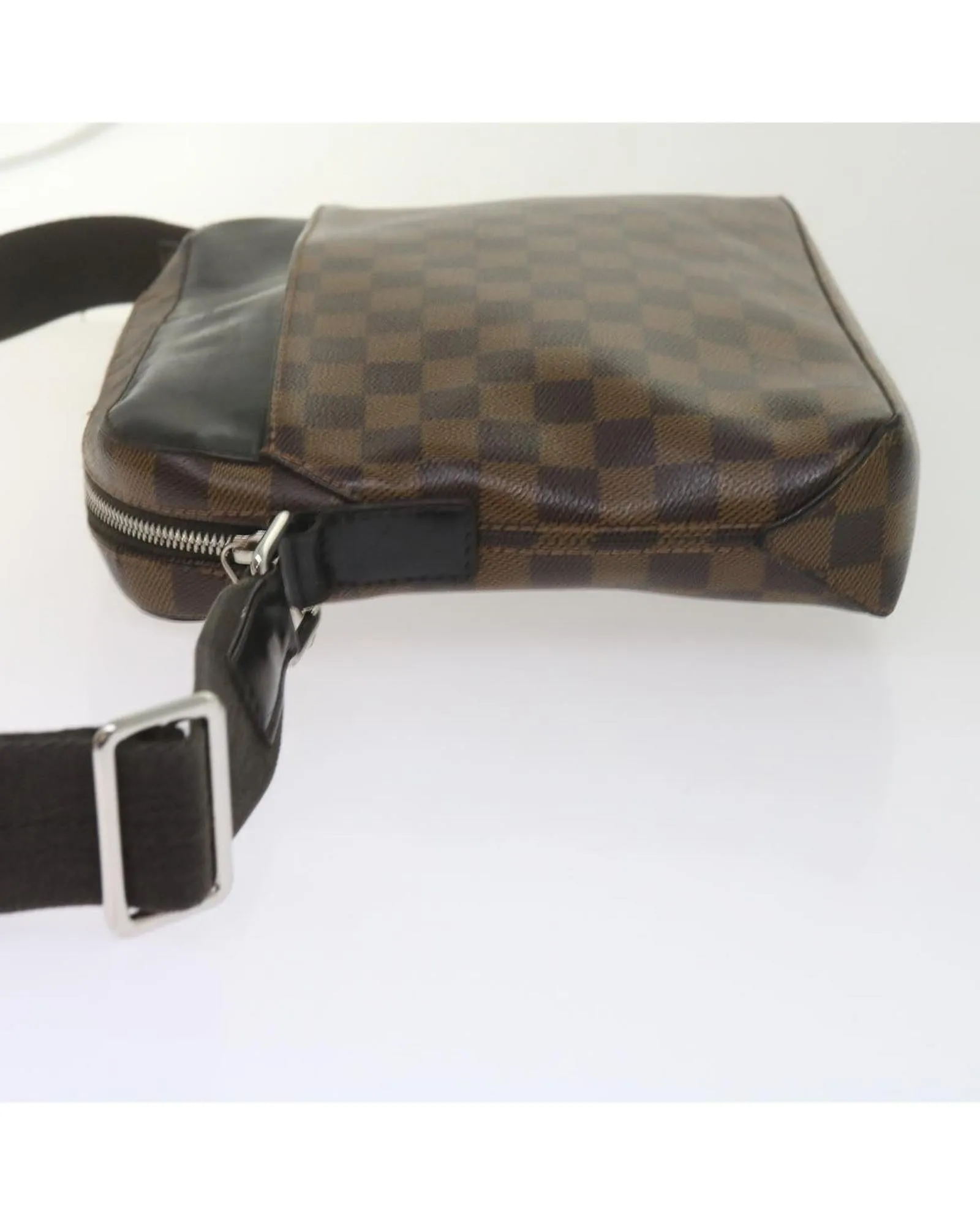 Damier Ebene Canvas Shoulder Bag with Adjustable Strap