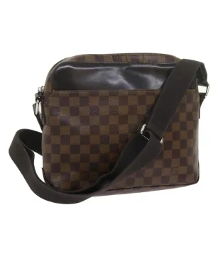 Damier Ebene Canvas Shoulder Bag with Adjustable Strap